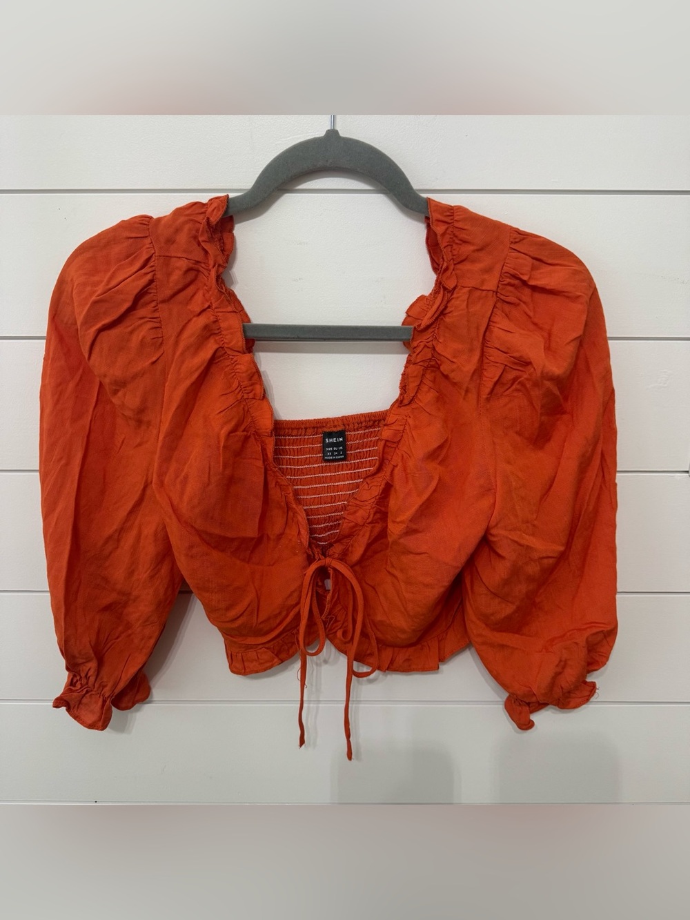 Shein cropped blouse with tie front